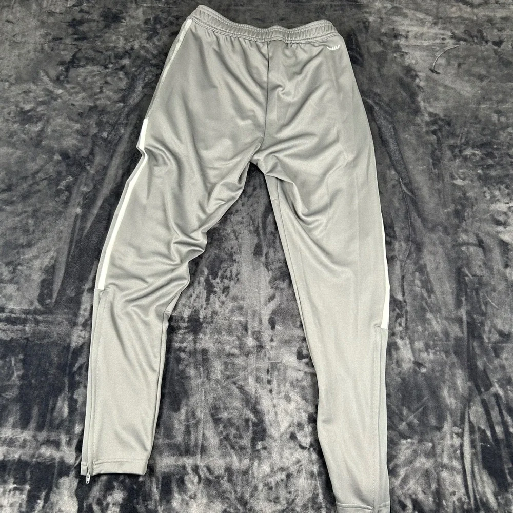 Adidas Tiro Track Pants Mens Small Grey White Stripes Zipper Cuffs Joggers